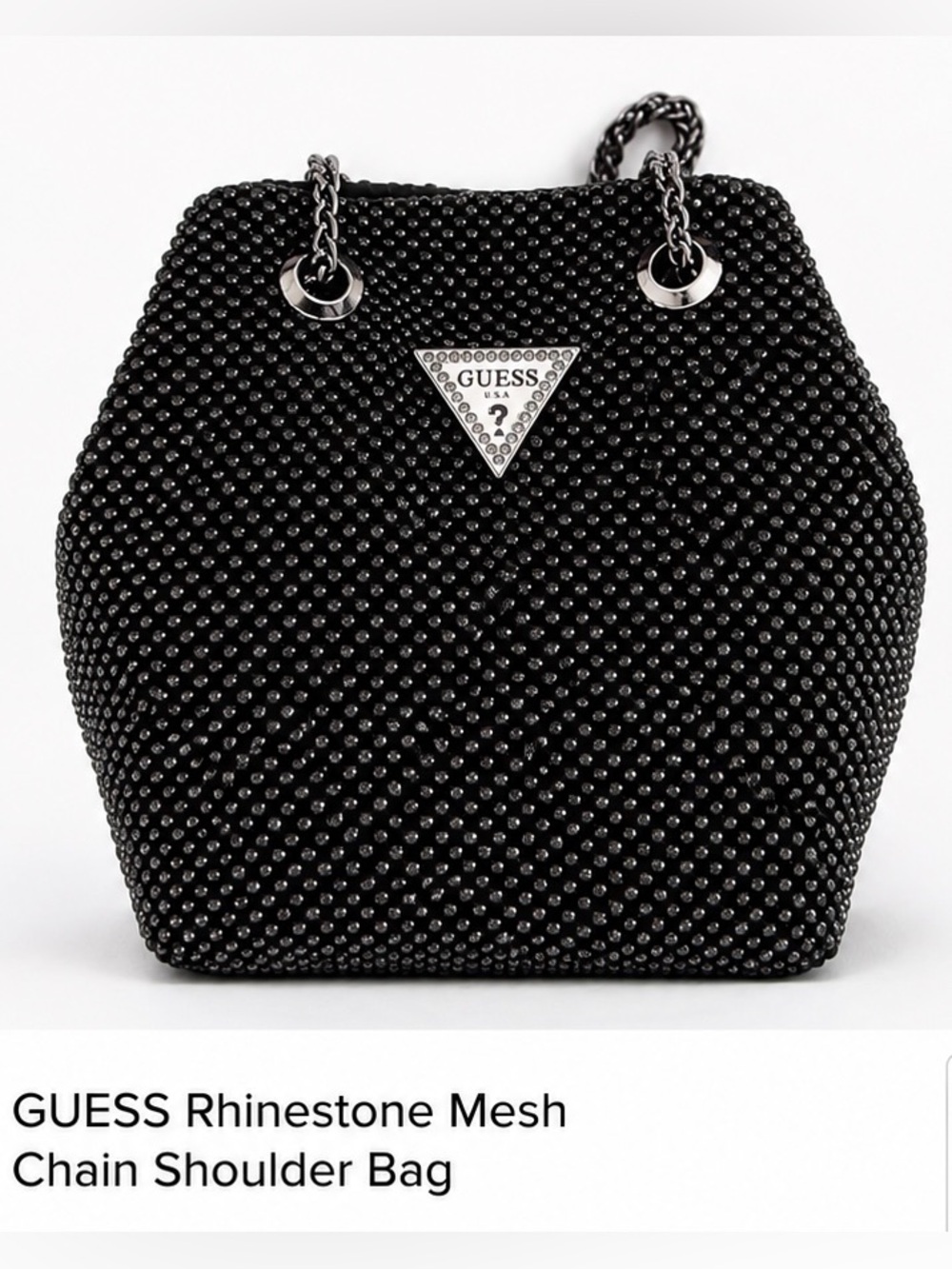NWOT GUESS Black Beaded Rhinestone Chain Shoulder Bag